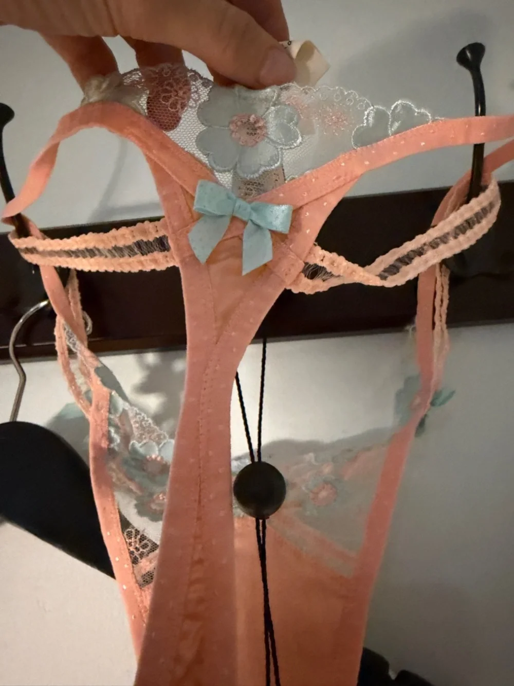 For Love and Lemons Delicate Peach & Blue Floral Lace Lingerie Set - Picture 10 of 10